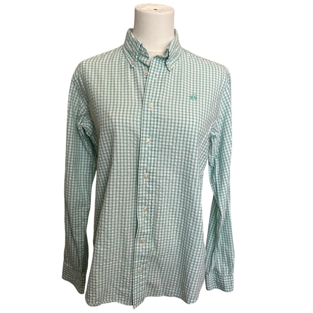 BROOKS BROTHERS | Women's Pastel Green & White Gingham Long Sleeve Shirt Large